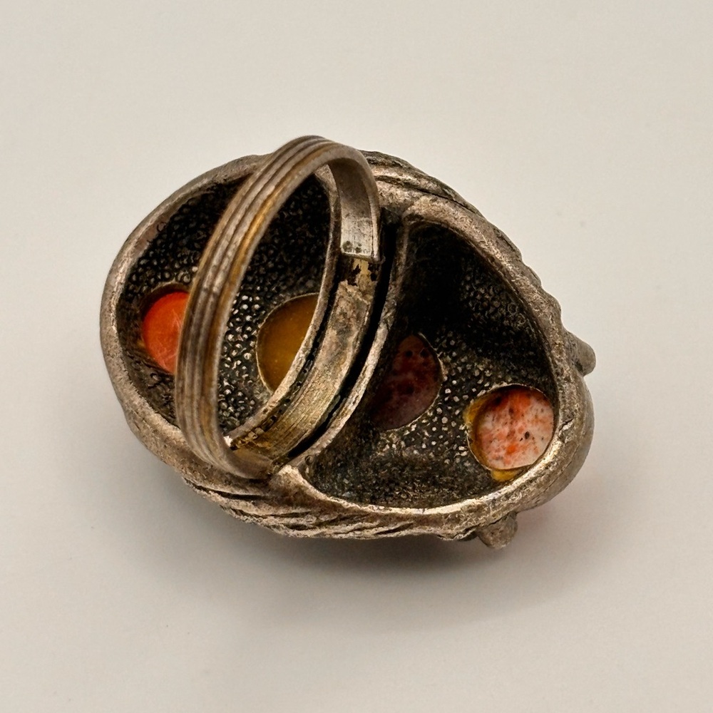Rare Vintage-Style Boho Statement Ring | Adjustable | Pink & Carnelian - Picture 8 of 16